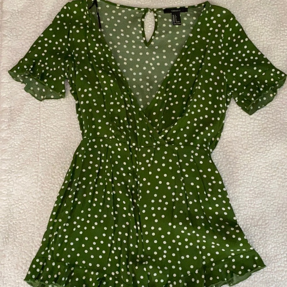 Green Polka Dot Romper!